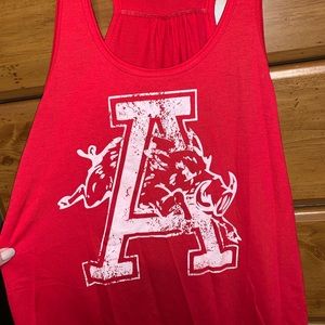 Red racerback Razorback tank top. Size medium.